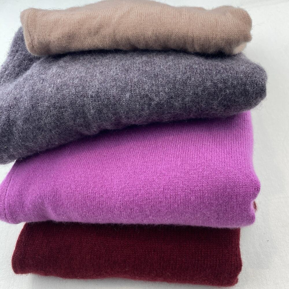 Lot of 4 100% Cashmere Fabric Cutter Craft Upcycle Flaw Red Pink Purple 1lb 4oz